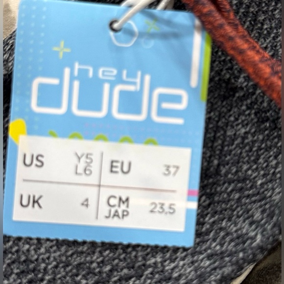 Hey Dude Kids Moccasins - Charcoal and Coral - Picture 3 of 6